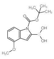 2-硼-4-甲氧基-1H-吲哚-1-羧酸-1-(1,1-二甲基乙基)酯结构式