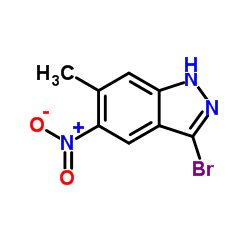 3-Bromo-6-methyl-5-nitro-1H-indazole结构式