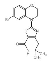 2-(6-BROMO-2H-BENZO[B][1,4]OXAZIN-4(3H)-YL)-6,6-DIMETHYL-6,7-DIHYDROTHIAZOLO[5,4-C]PYRIDIN-4(5H)-ONE结构式