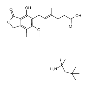 6-(4-hydroxy-6-methoxy-7-methyl-3-oxo-5-phthalanyl)-4-methyl-4-hexenoic acid tert-octylamine salt结构式
