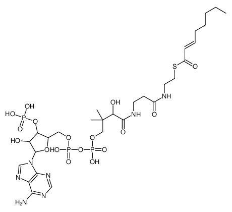 S-[2-[3-[[4-[[[(2R,3S,4R,5R)-5-(6-aminopurin-9-yl)-4-hydroxy-3-phosphonooxyoxolan-2-yl]methoxy-hydroxyphosphoryl]oxy-hydroxyphosphoryl]oxy-2-hydroxy-3,3-dimethylbutanoyl]amino]propanoylamino]ethyl] oct-2-enethioate结构式