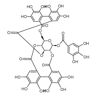 1-O-galloyl-2,4,3,6-bis-(R)-4,5,6,4,5,6-hexahydroxydiphenoyl-β-D-glucose结构式