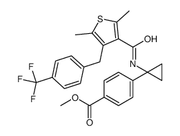 Benzoic acid, 4-[1-[[[2,5-dimethyl-4-[[4-(trifluoromethyl)phenyl]Methyl]-3-thienyl]carbonyl]amino]cyclopropyl]-, Methyl ester结构式