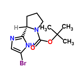 (S)-2-(5-溴-1H-咪唑-2-基)-吡咯烷-1-羧酸叔丁酯结构式