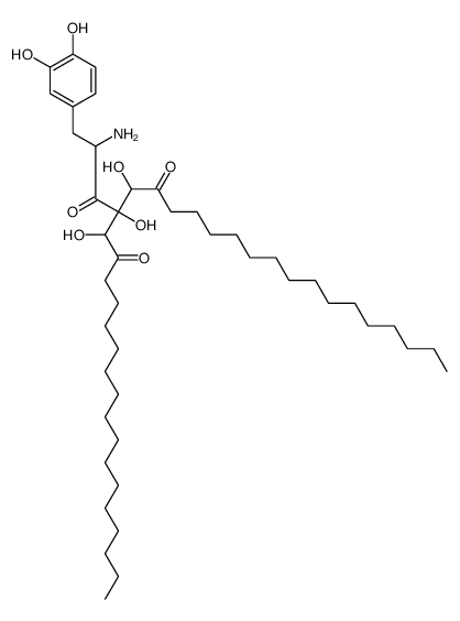 1,3-dihexadecanoyl-2-(2-amino-3-(3,4-dihydroxyphenyl)propanoyl)propane-1,2,3-triol结构式