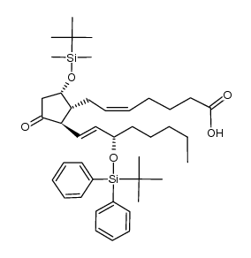 (5Z,13E)-9α-[(tert-butyldimethylsilyl)oxy]-11-oxo-15-[(tert-butyldiphenylsilyl)oxy]prosta-5,13-dienoic acid结构式