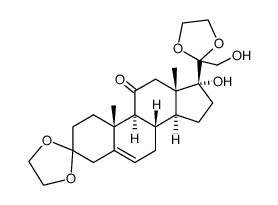 17,21-二羟基-孕烯-4-烯-3,11,20-三酮-3,20-二亚乙基缩酮结构式