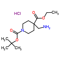 1-叔丁基 4-乙基 4-(氨基甲基)哌啶-1,4-二羧酸结构式