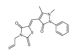 (5E)-3-Allyl-5-[(1,5-dimethyl-3-oxo-2-phenyl-2,3-dihydro-1H-pyraz ol-4-yl)methylene]-2-thioxo-1,3-thiazolidin-4-one结构式