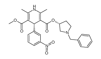 3,5-Pyridinedicarboxylic acid, 1,4-dihydro-2,6-dimethyl-4-(3-nitrophenyl)-, methyl 1-(phenylmethyl)-3-pyrrolidinyl ester, (R*,R*)-(+-)-结构式
