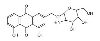 3-[[(2R,3R,4R,5S,6R)-3-amino-4,5-dihydroxy-6-(hydroxymethyl)oxan-2-yl]oxymethyl]-1,8-dihydroxyanthracene-9,10-dione结构式