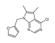 4-氯-7-(2-呋喃甲基)-5,6-二甲基-7H-吡咯并[2,3-d]嘧啶结构式