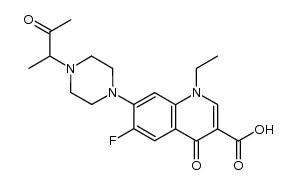 1-ethyl-6-fluoro-1,4-dihydro-7-[4-(1-methyl-2-oxopropyl)-1-piperazinyl]-4-oxoquinoline-3-carboxylic acid结构式