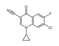 7-chloro-1-cyclopropyl-6-fluoro-1,4-dihydro-4-oxo-3-quinolinecarboxylic acid nitrile结构式