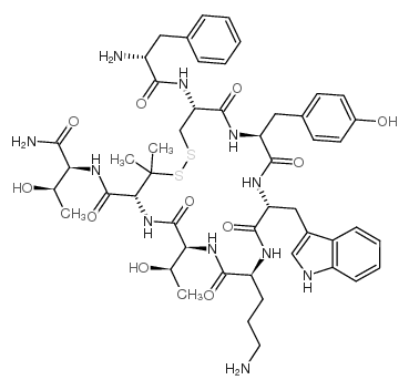 D-PHE-CYS-TYR-D-TRP-ORN-THR-PEN-THR-NH2结构式