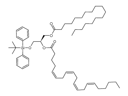 (5Z,8Z,11Z,14Z)-(R)-1-((tert-butyldiphenylsilyl)oxy)-3-(stearoyloxy)propan-2-yl icosa-5,8,11,14-tetraenoate结构式