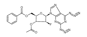 2,6-diazido-9-(3-O-acetyl-5-O-benzoyl-2-deoxy-2-fluoro-β-D-arabinofuranosyl)-9H-purine结构式