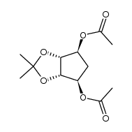 meso-4β,6-diacetoxy-2,2-dimethyl-3αβ,5,6α,6αβ-tetrahydro-4H-cyclopenta-1,3-dioxole结构式