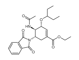 ethyl (3R,4R,5S)-5-(1,3-dioxoisoindolin-2-yl)-3-(pentan-3-yloxy)-4-(acetamido)cyclohex-1-enecarboxylate结构式