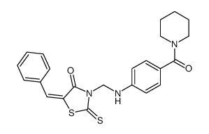 (5Z)-5-benzylidene-3-[[[4-(piperidine-1-carbonyl)phenyl]amino]methyl]- 2-sulfanylidene-thiazolidin-4-one结构式