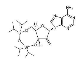 9-(2-deoxy-3,5-O-(tetraisopropyldisiloxanediyl)-2-methylene-β-D-erythro-pentofuranosyl)adenine结构式