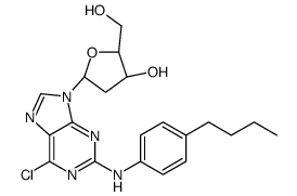 (2R,3S,5S)-5-[2-(4-butylanilino)-6-chloropurin-9-yl]-2-(hydroxymethyl)oxolan-3-ol结构式