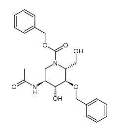 2-acetamido-N-benzyloxycarbonyl-4-O-benzyl-1,5-imino-1,2,5-trideoxy-D-glucitol结构式