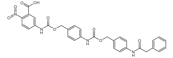 2-nitro-5-((((4-((((4-(2-phenylacetamido)benzyl)oxy)carbonyl)amino)benzyl)oxy)carbonyl)amino)benzoic acid结构式