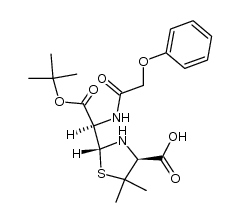 (4S)-2t-[(R)-tert-butoxycarbonyl-(2-phenoxy-acetylamino)-methyl]-5,5-dimethyl-thiazolidine-4r-carboxylic acid结构式