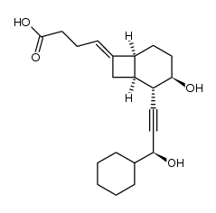 (E)-4-((1S,2S,3R,6S)-2-((S)-3-cyclohexyl-3-hydroxyprop-1-yn-1-yl)-3-hydroxybicyclo[4.2.0]octan-7-ylidene)butanoic acid结构式