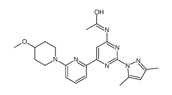 N-[2-(3,5-二甲基-1H-吡唑-1-基)-6-[6-(4-甲氧基-1-哌啶基)-2-吡啶]-4-嘧啶]乙酰胺结构式
