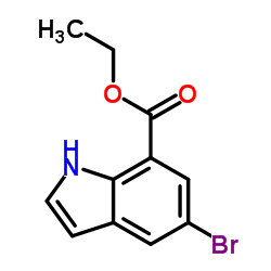 5-溴-1H-吲哚-7-羧酸乙酯结构式