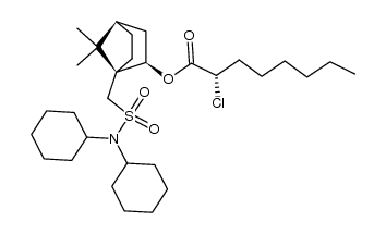 (1S,2R,4R)-1-((N,N-dicyclohexylsulfamoyl)methyl)-7,7-dimethylbicyclo[2.2.1]heptan-2-yl (S)-2-chlorooctanoate结构式