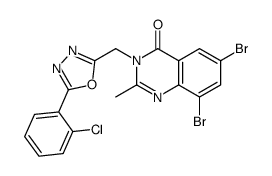 6,8-dibromo-3-[[5-(2-chlorophenyl)-1,3,4-oxadiazol-2-yl]methyl]-2-methylquinazolin-4-one结构式