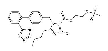 2-butyl-4-chloro-1-[(2'-(1H-tetrazol-5-yl)(1,1'-biphenyl)-4-yl)methyl]-1H-imidazole-5-carboxylic acid 2-(methylsulfonylthio)ethyl ester结构式