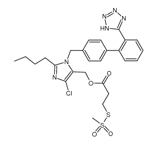 3-(methanesulfonylsulfanyl)-propionic acid 2-butyl-4-chloro-1-[p-(o-1H-tetrazol-5-ylphenyl)-benzyl]imidazole-5-methyl ester结构式