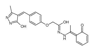2-[4-[(Z)-(3-methyl-5-oxo-1H-pyrazol-4-ylidene)methyl]phenoxy]-N'-[(1E)-1-(6-oxocyclohexa-2,4-dien-1-ylidene)ethyl]acetohydrazide结构式