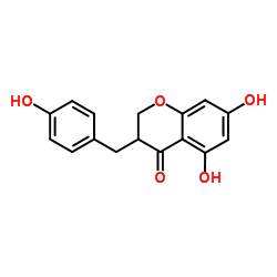 5,7-二羟基-3-(4-羟基苄基)色满-4-酮结构式