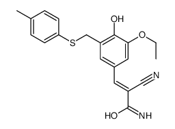 (E)-2-cyano-3-[3-ethoxy-4-hydroxy-5-[(4-methylphenyl)sulfanylmethyl]phenyl]prop-2-enamide结构式
