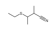 3-(ethylthio)-2-methylbutanenitrile结构式