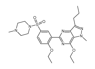 5-[2-ethoxy-5-(4-methylpiperazin-1-yl-sulphonyl)phenyl]-1-methyl-3-n-propyl-1-hydro-7-ethoxypyrazolo[4,3-d]pyrimidine结构式