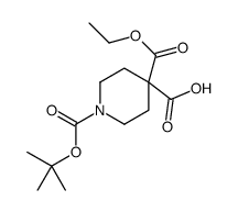 1-(tert-butoxycarbonyl)-4-(ethoxycarbonyl)piperidine-4-carboxylic acid结构式