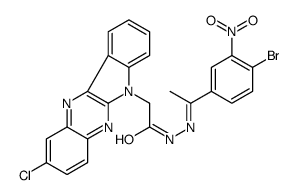 N-[(Z)-1-(4-bromo-3-nitrophenyl)ethylideneamino]-2-(2-chloroindolo[2,3-b]quinoxalin-6-yl)acetamide结构式