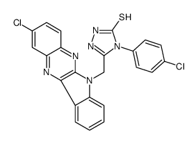 3-[(2-chloroindolo[2,3-b]quinoxalin-6-yl)methyl]-4-(4-chlorophenyl)-1H-1,2,4-triazole-5-thione结构式
