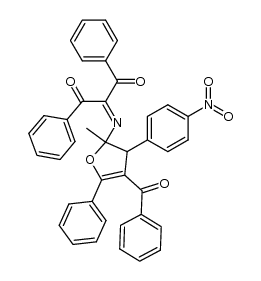 2-[4-Benzoyl-2,3-dihydro-2-methyl-3-(4-nitrophenyl)-5-phenyl-2-furylimino]-1,3-diphenyl-1,3-propandion结构式