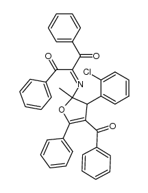 2-[4-Benzoyl-3-(2-chlorphenyl)-2,3-dihydro-2-methyl-5-phenyl-2-furylimino]-1,3-diphenyl-1,3-propandion结构式