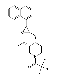 1-((3R,4S)-3-ethyl-4-((3-(quinolin-4-yl)oxiran-2-yl)methyl)piperidin-1-yl)-2,2,2-trifluoroethanone结构式