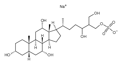 (24RS,25RS)-3α,7α,12α,24,26-pentahydroxy-5β-cholestan-27-yl sodium sulfate结构式