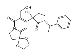 (S)-&alpha;-ethyl-&alpha;-hydroxy-1,1-(ethylenedioxy)-6-hydroxymethyl-5-oxo-1,2,3,5-tetrahydroindolizine-7-[N-(1S)-1-phenylethyl]acetamide结构式