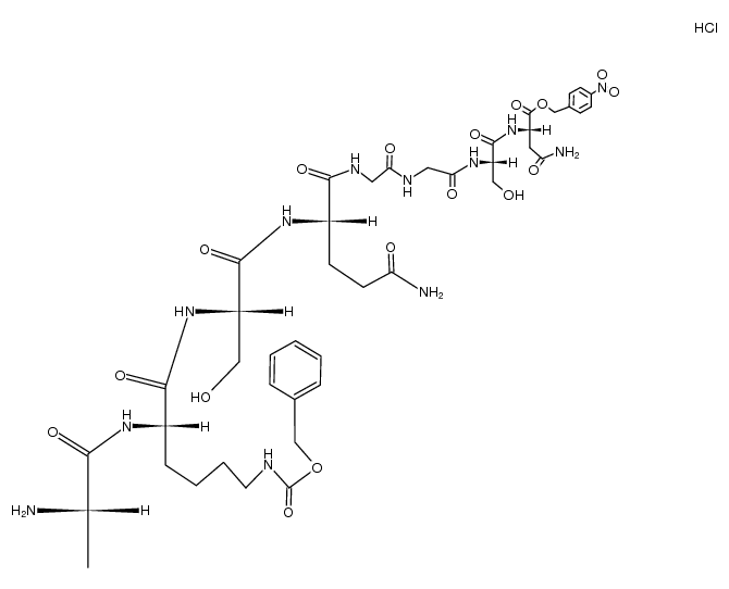 alanyl-Nε-benzyloxycarbonyl-lysyl-seryl-glutaminyl-glycyl-glycyl-seryl-asparagine 4-nitrobenzyl ester hydrochloride结构式